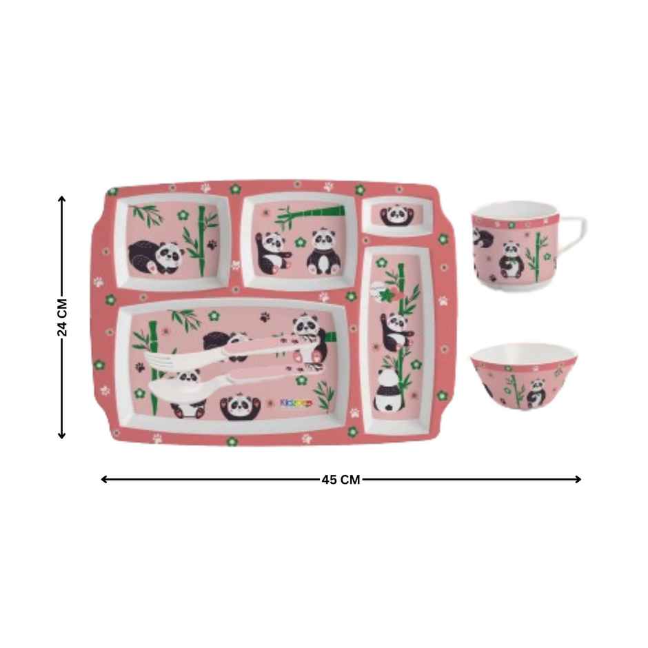 Cello Kidzbee Pentameal Bamboo Buddies Melamine Meal Set for Kids |Set of 5, Peach