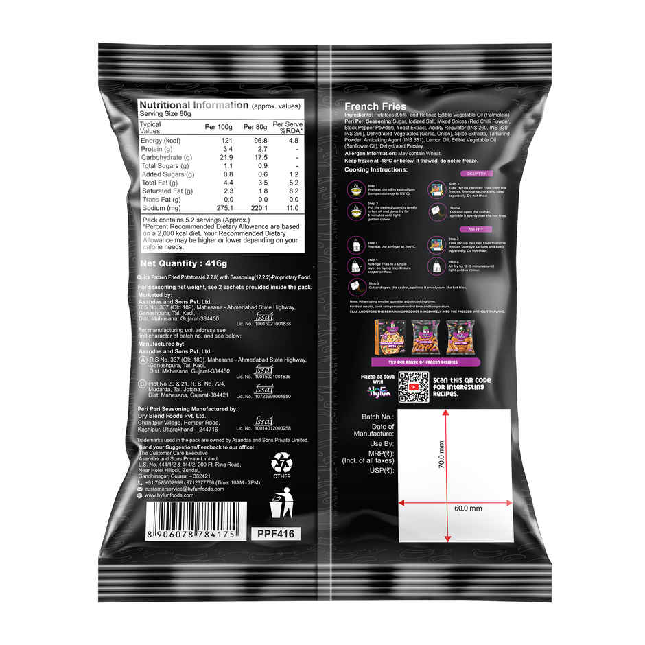 HyFun Peri Peri French Fries, Hot & Spicy | Frozen