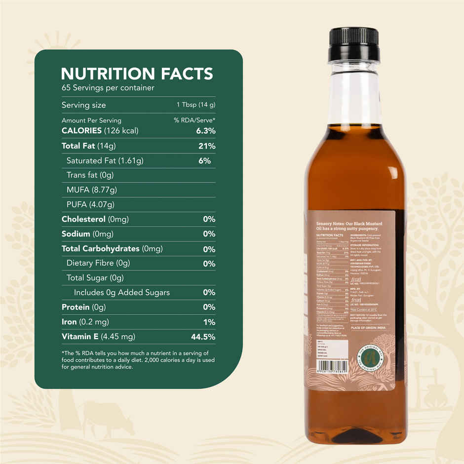 Anveshan Mustard (Sarson) Wood Cold Pressed Oil | Bottle