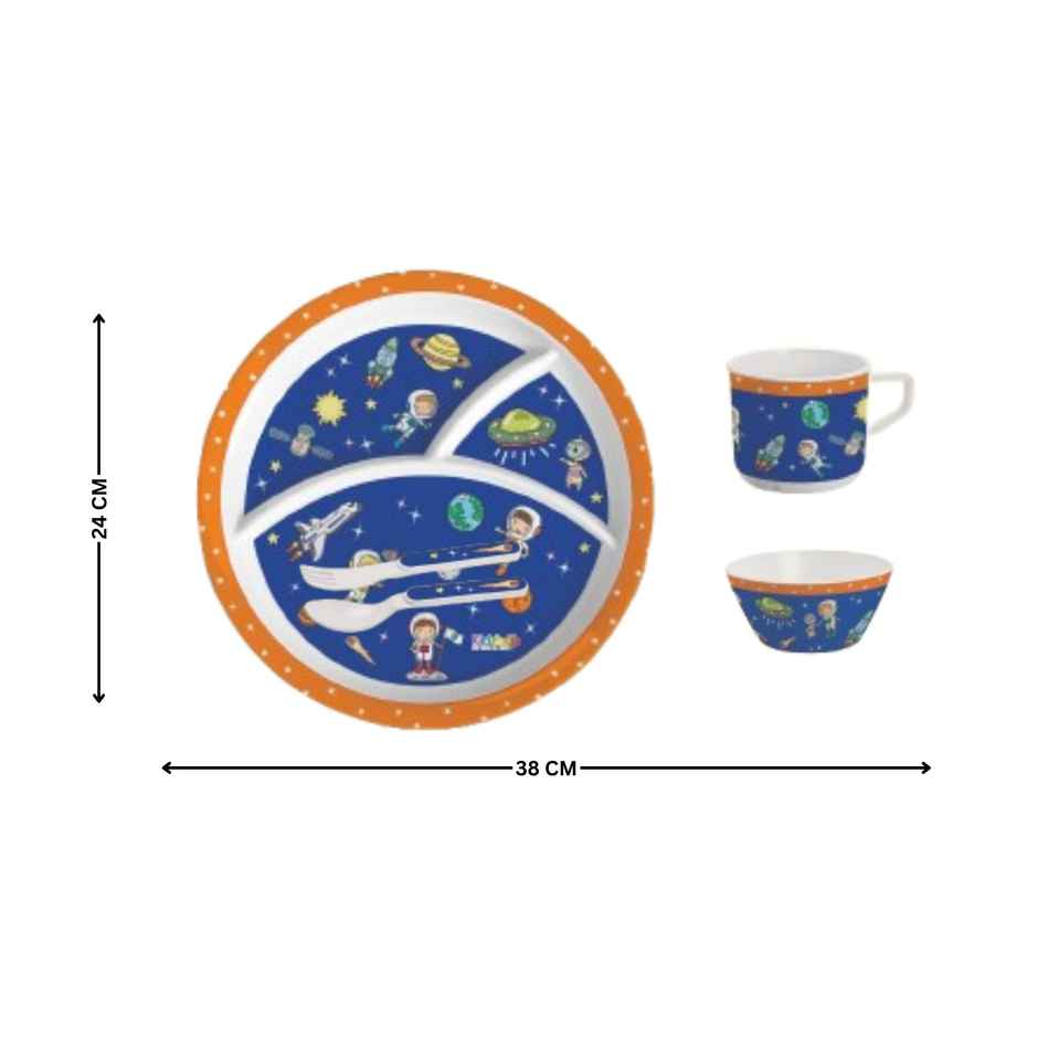 Cello Kidzbee Trioplate Cosmic Explorer Melamine Meal Set for Kids Set of 5, Navy Blue