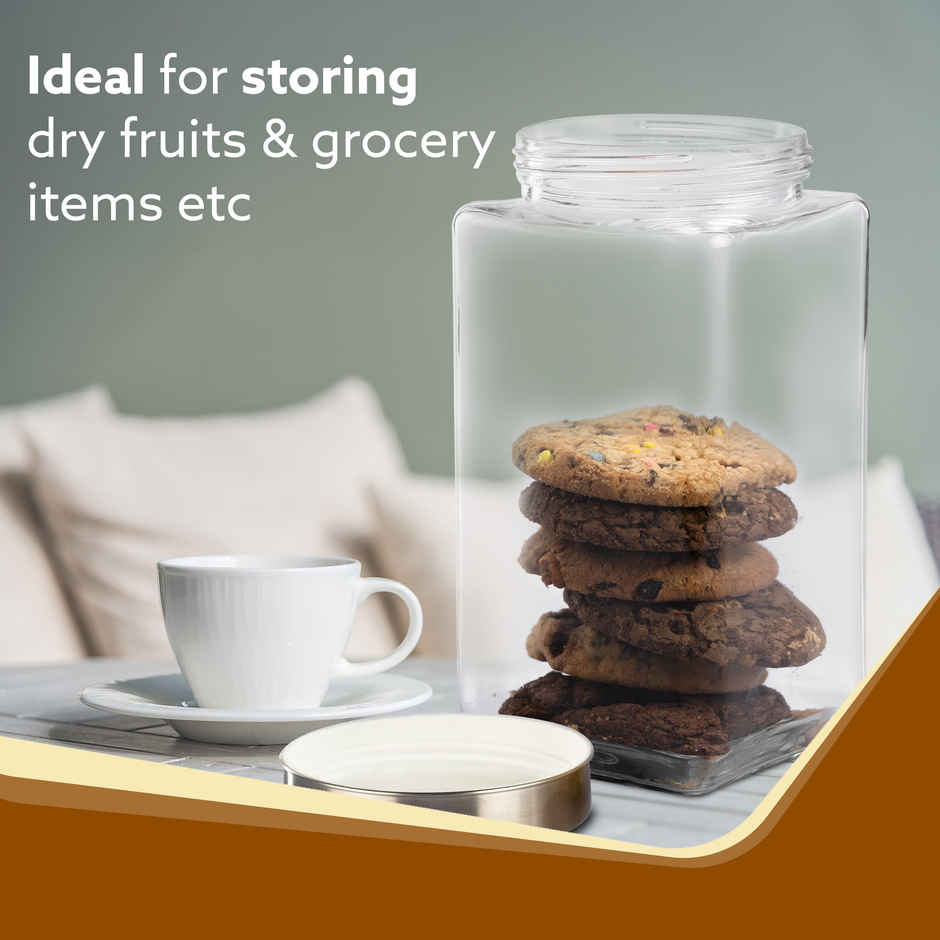 Agaro Elegant Glass Jar | Storage Glass Container, Kitchen Organiser, Multipurpose Jar - 2.25 L