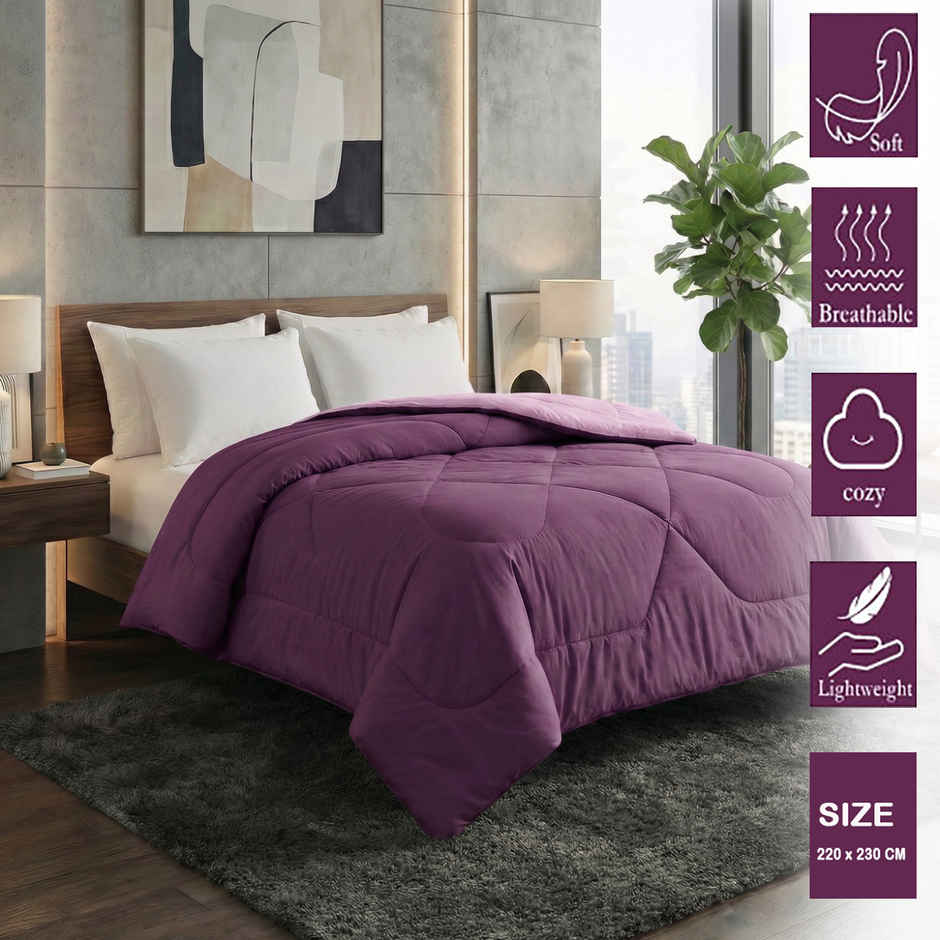 Dream Living Lavender Solid Reversible Double Bed AC Comforter 220 x 230 cm