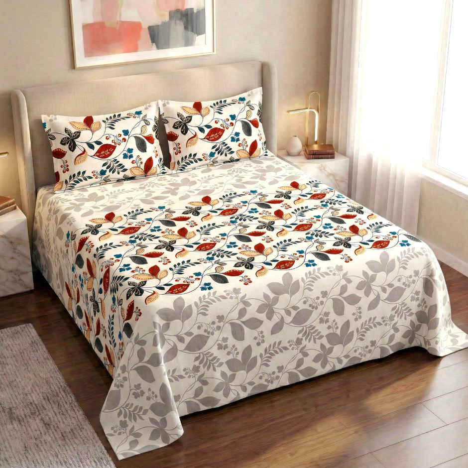Dream Living 115 GSM Double Bedsheet Set |220 x 250 cm| With 2 Pillow Covers