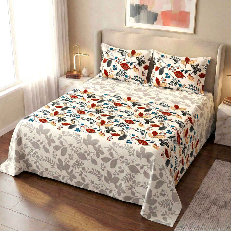Dream Living 115 GSM Double Bedsheet Set |220 x 250 cm| With 2 Pillow Covers