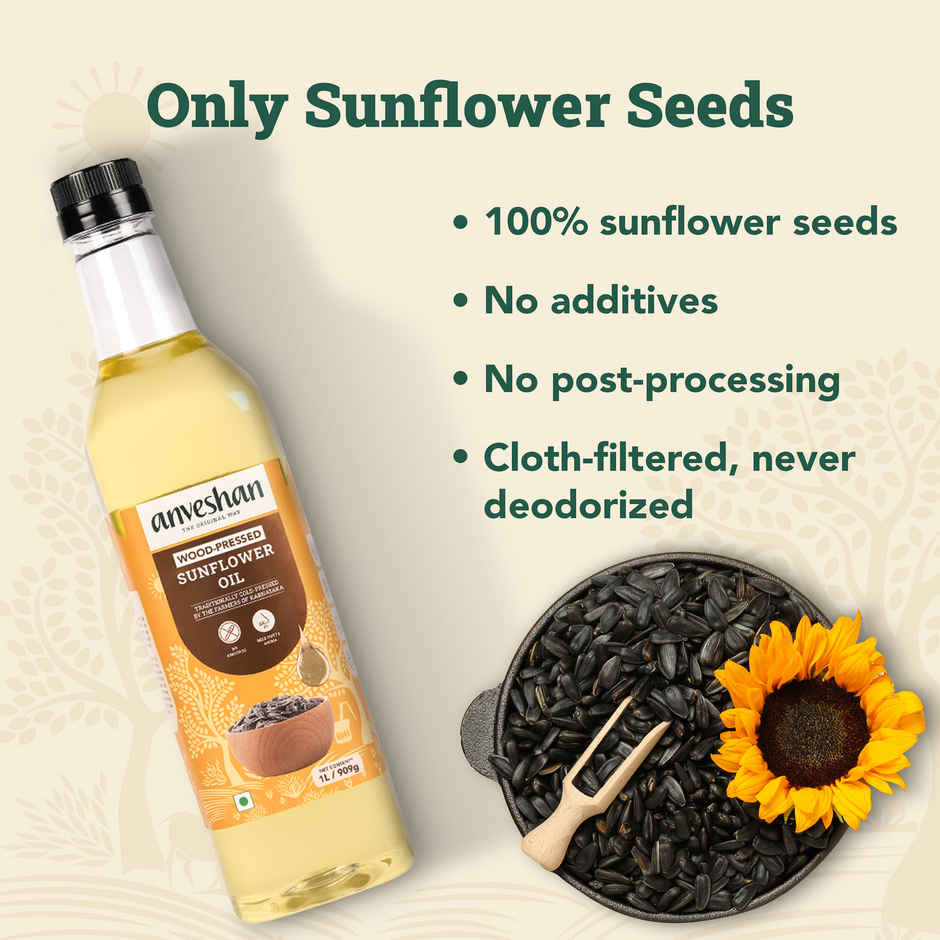 Anveshan Sunflower Wood Cold Pressed Oil | Healthy Cooking Oil