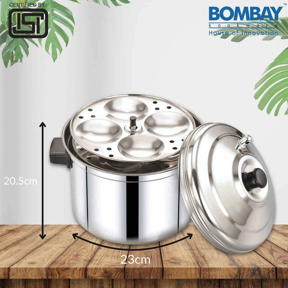 Bombay Kookware Stainless Steel Idli Cooker | 4 Plate
