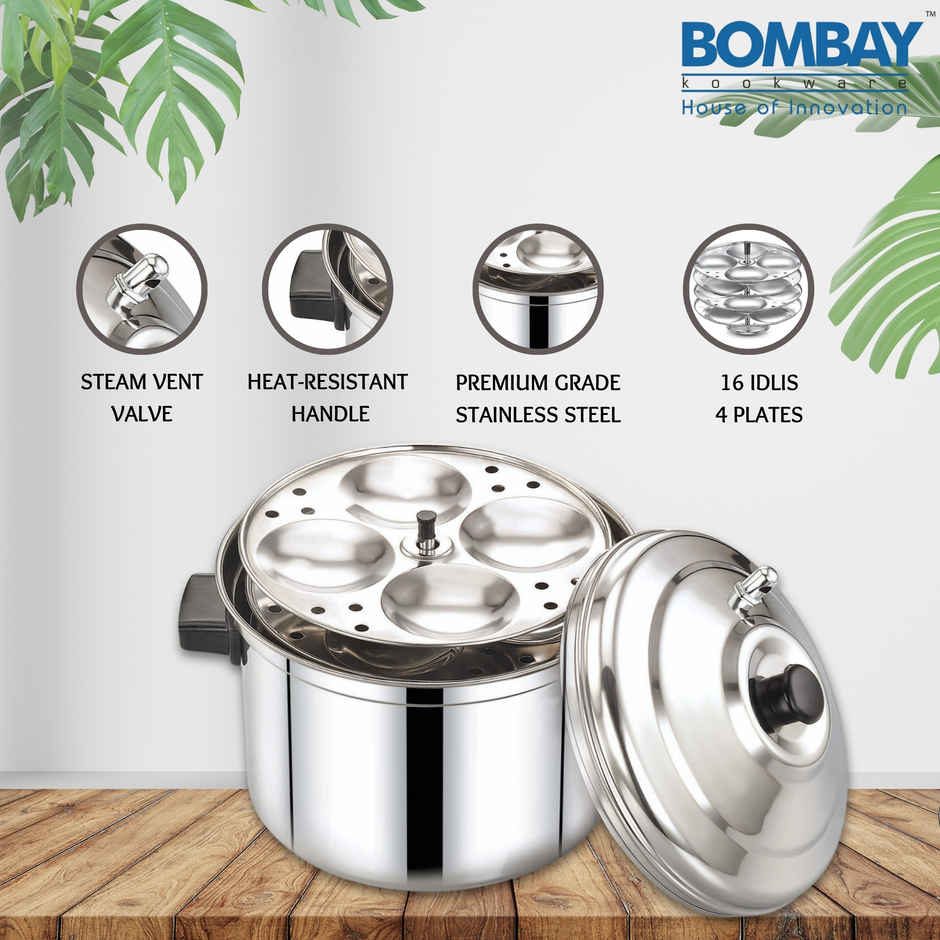 Bombay Kookware Stainless Steel Idli Cooker | 4 Plate
