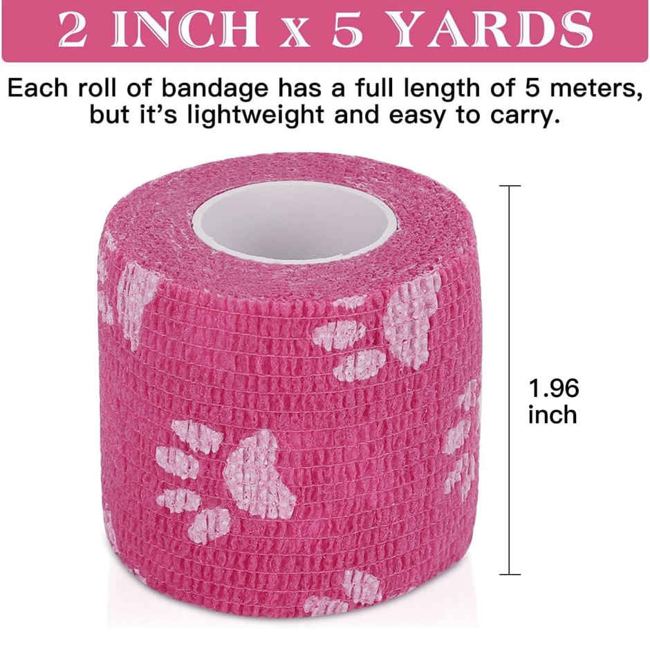 Foodie Puppies Pet Paw Print Self-Adhesive Bandage - 2 Pack | First Aid Tape For Pets, Cats, Dogs