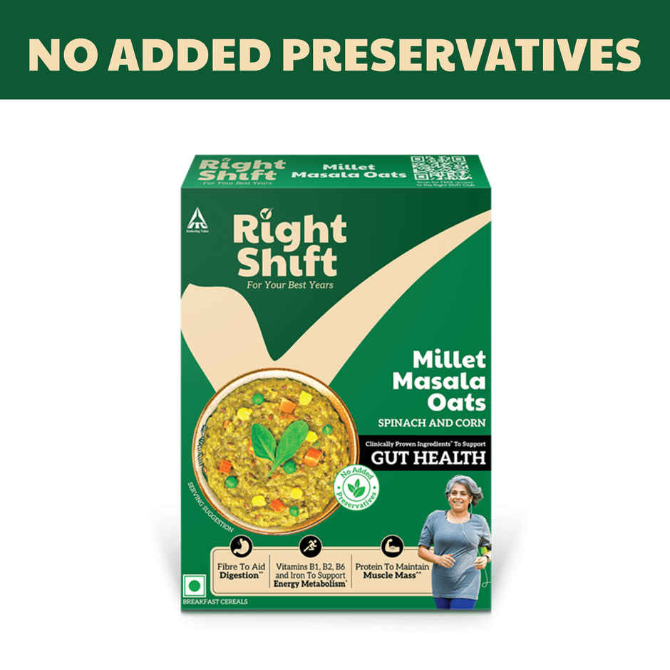 Right Shift Masala Oats, Spinach & Millets | High Protein & Fibre, No preservative