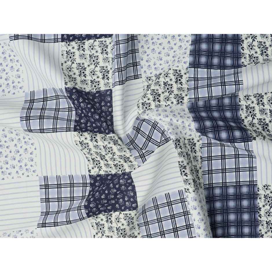 Dream Living King Size Uphar 135 GSM Bedsheet | With 2 Pillow Covers | White&Grey Checks, 108x108in