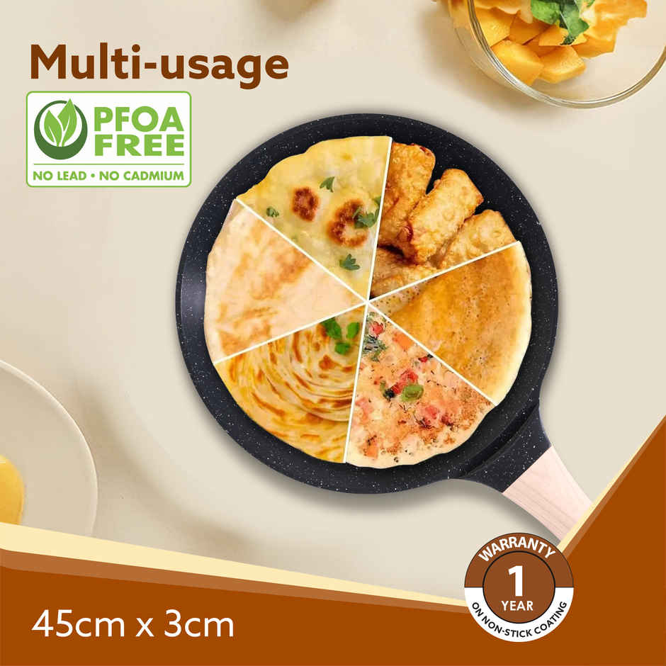 Agaro Imperial Granite Non Stick Tawa | Cast Aluminium Body, Gas & Induction Compatible - 24 cm