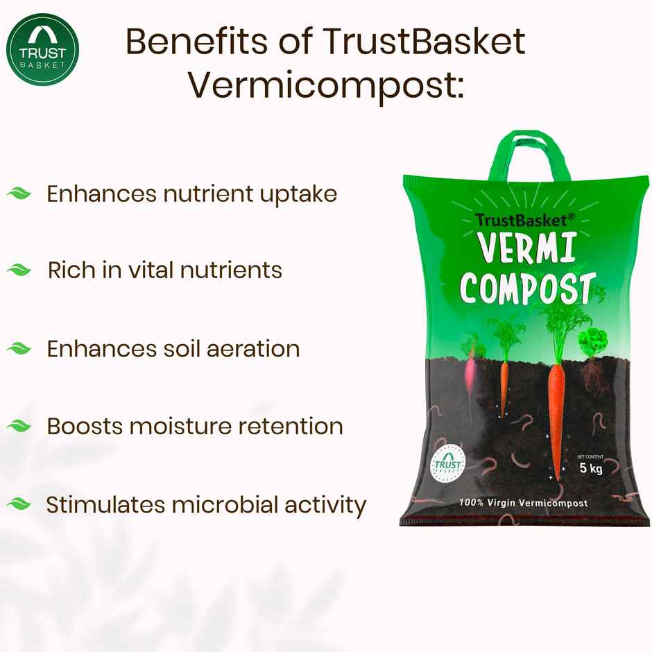 TrustBasket 5 kg Organic Vermicompost Fertilizer | Nutrient-Rich Manure for Plants & Pots