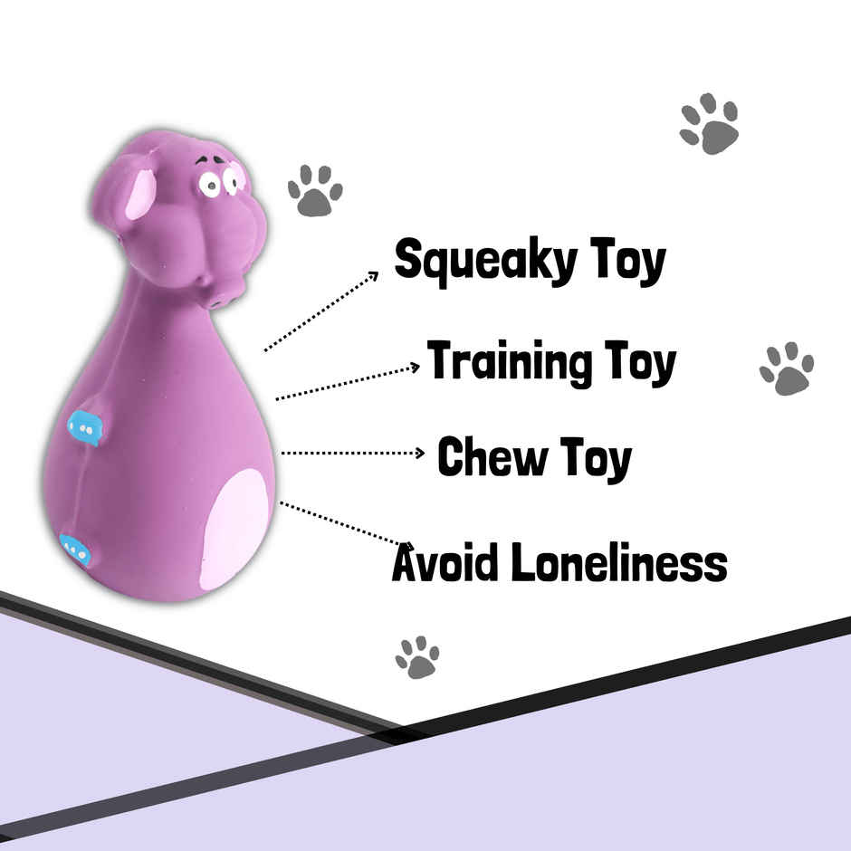 Foodie Puppies Latex Purple Elephant Dog Toy | 14cm