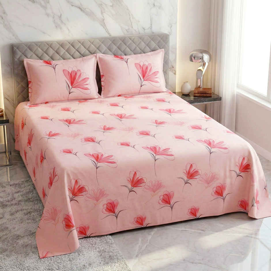 Dream Living 135 GSM Double Bedsheet Set |220 x 250 cm| With 2 Pillow Covers