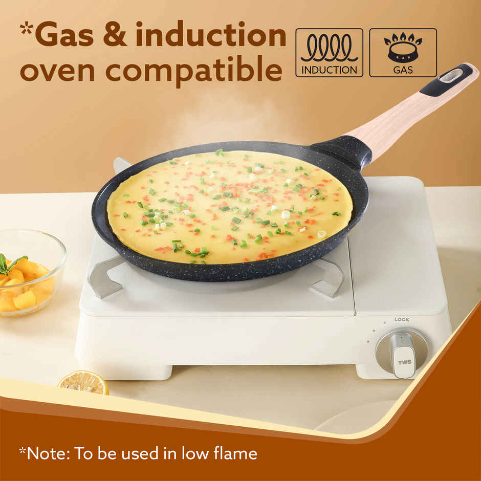 Agaro Imperial Granite Non Stick Tawa | Cast Aluminium Body, Gas & Induction Compatible - 24 cm