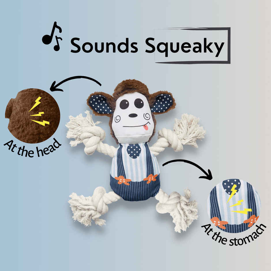 Foodie Puppies Monkey Plush Squeaky Dog Toy