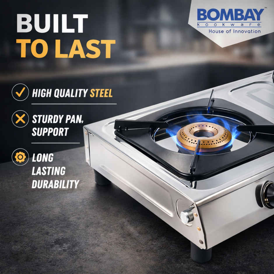 Bombay Kookware Gas stove 2 burner Steel Top