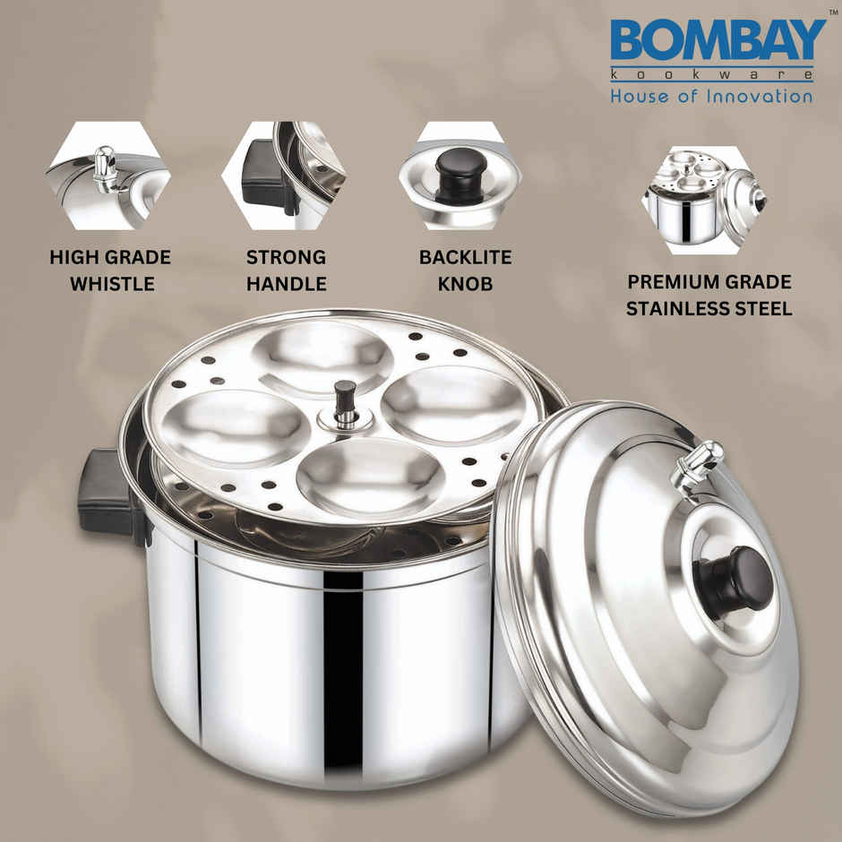 Bombay Kookware Stainless Steel Idli Cooker | 6 Plate