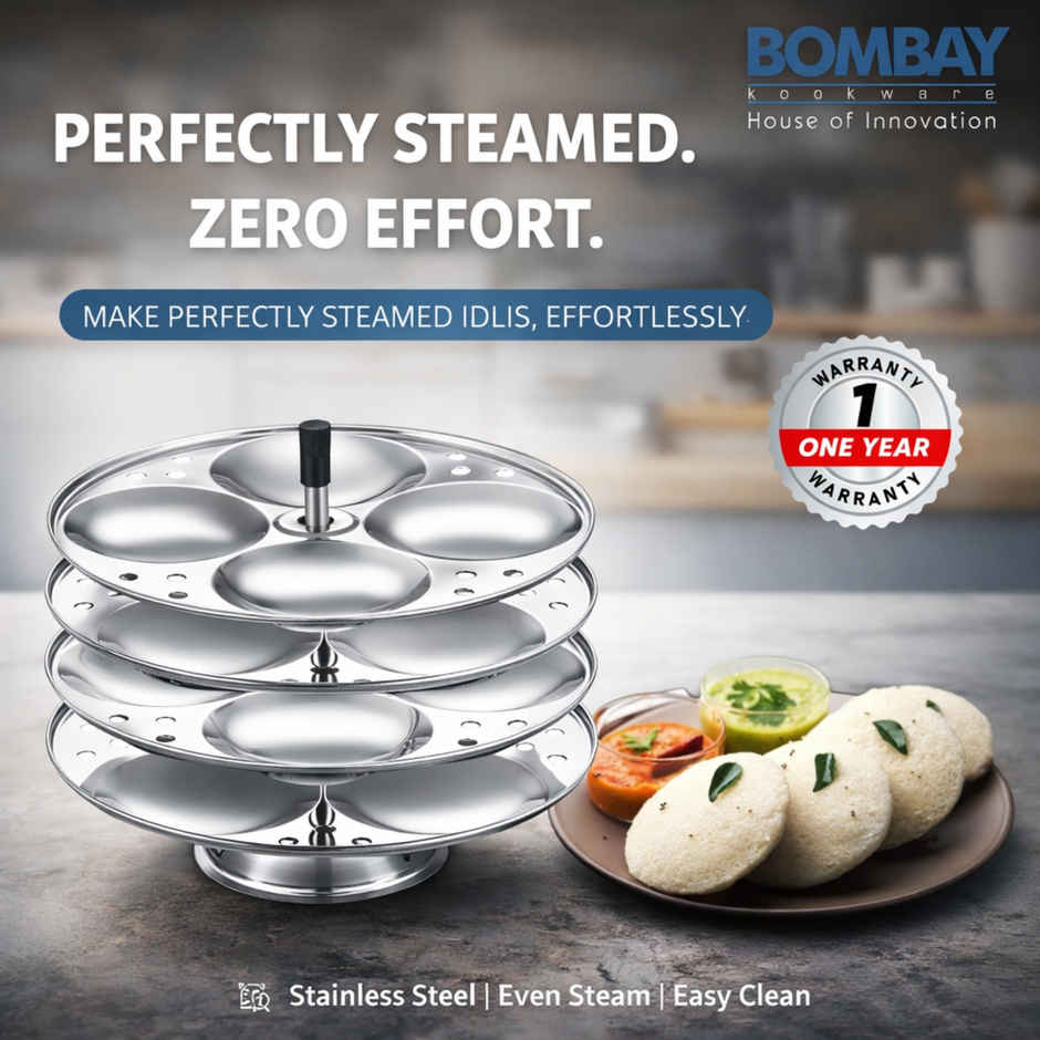 Bombay Kookware Stainless Steel Idli Cooker | 4 Plate