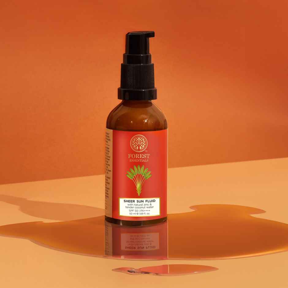 Forest Essentials Sheer Sun Fluid SPF 50 PA++++ | Hydrating Ayurvedic Sunscreen