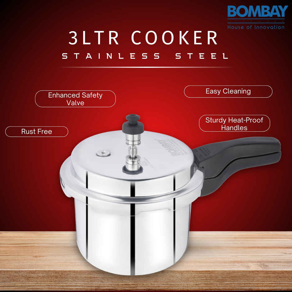 Bombay Kookware Stainless steel Pressure Cookre | 3 L