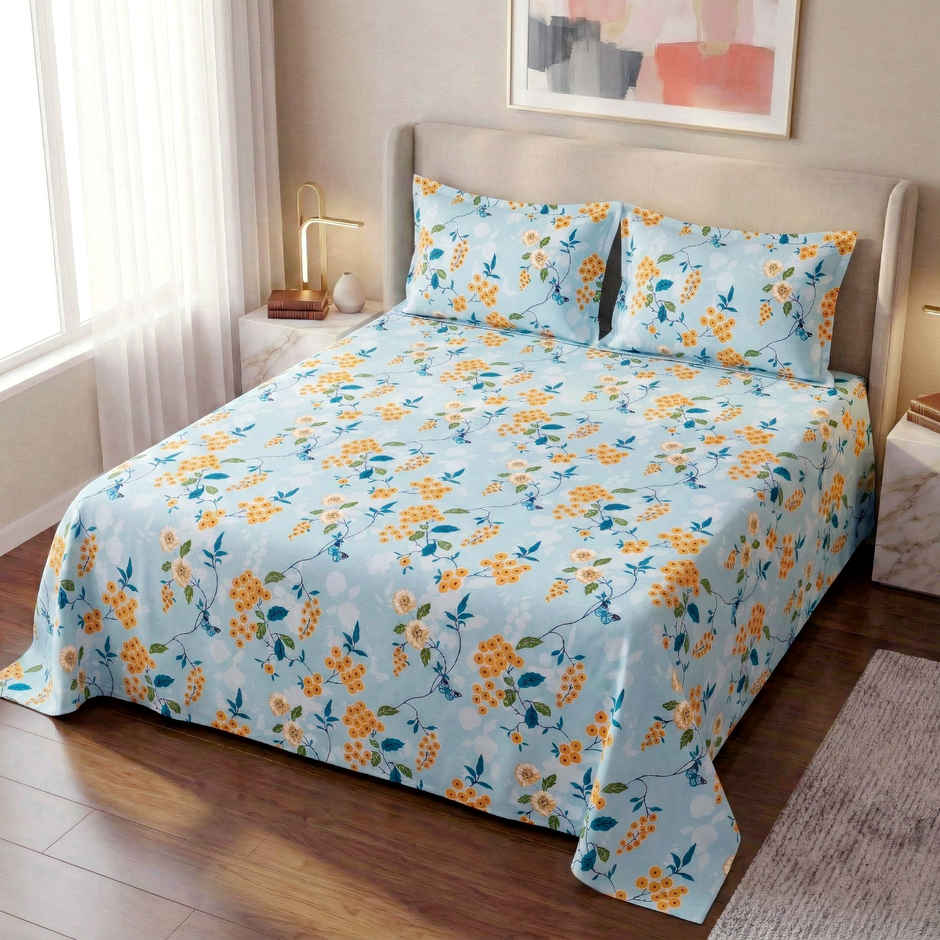 Dream Living 115 GSM Double Bedsheet Set |220 x 250 cm| With 2 Pillow Covers