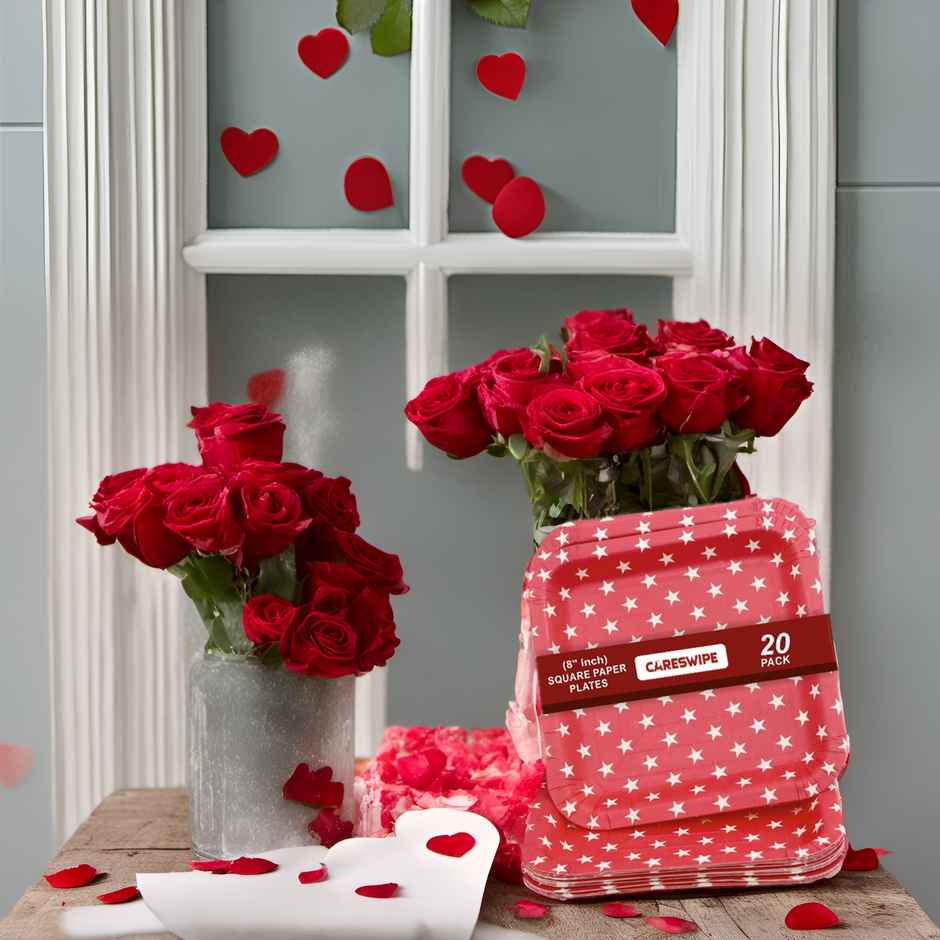 Red Polka Dot Plate | 8 inch | 20 pcs | Careswipe