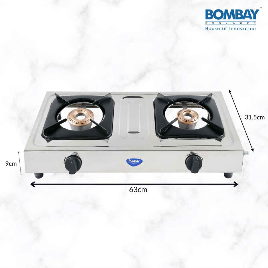 Bombay Kookware Gas stove 2 burner Steel Top
