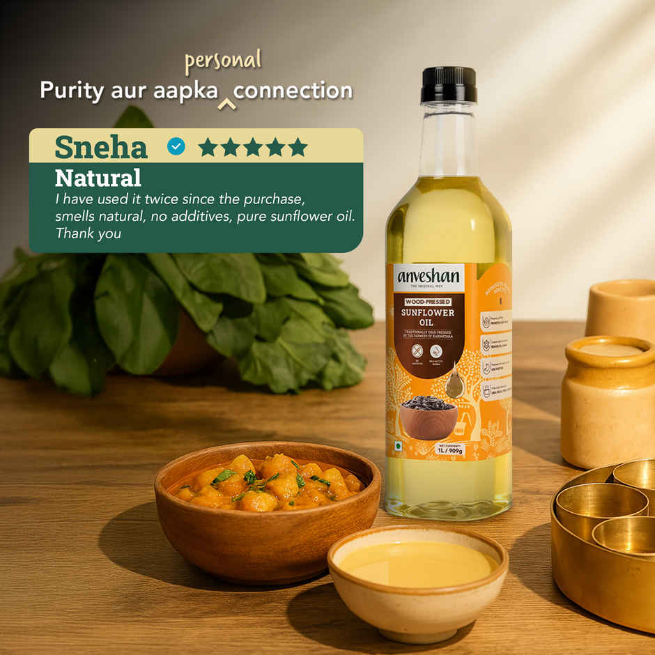 Anveshan Sunflower Wood Cold Pressed Oil | Healthy Cooking Oil