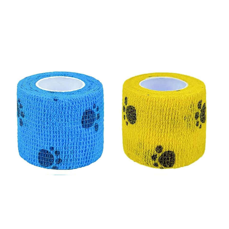 Foodie Puppies Pet Paw Print Self-Adhesive Bandage - 2 Pack | First Aid Tape For Pets, Cats, Dogs