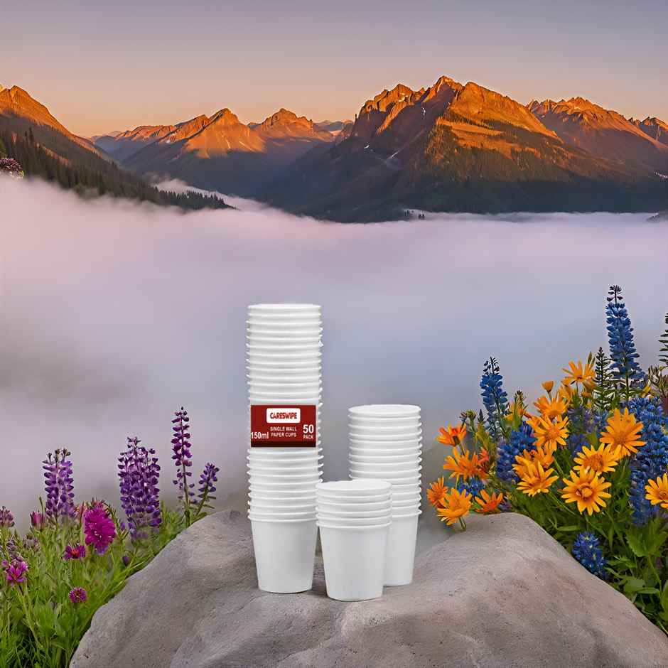 Disposable White Cups | 150 ml | Pack of 50 | Careswipe
