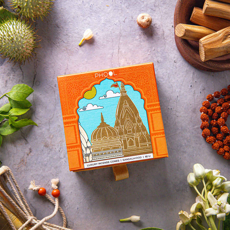 Kashi Vishwanath Sandalwood Dhoop Cones | Made From Temple Flowers | Phool