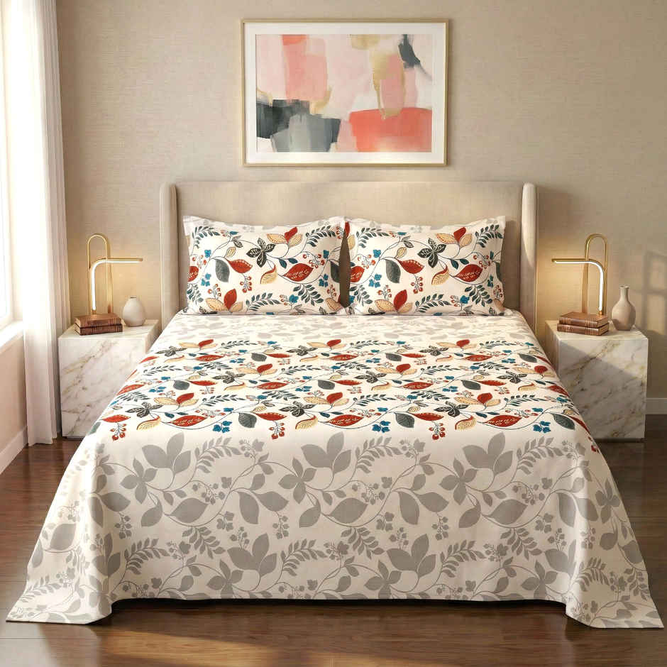 Dream Living 115 GSM Double Bedsheet Set |220 x 250 cm| With 2 Pillow Covers
