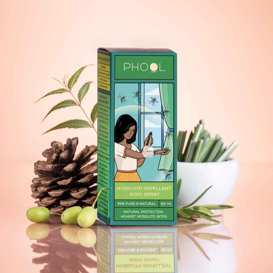 Phool Mosquito Repellent Body Spray 100% Natural With Citronella Eucalyptus & Neem Oil