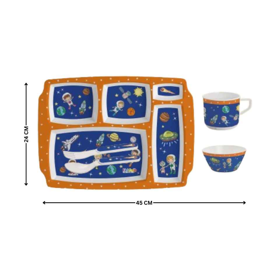 Cello Kidzbee Pentameal Cosmic Explorer Melamine Meal Set for Kids | Set of 5, Navy Blue