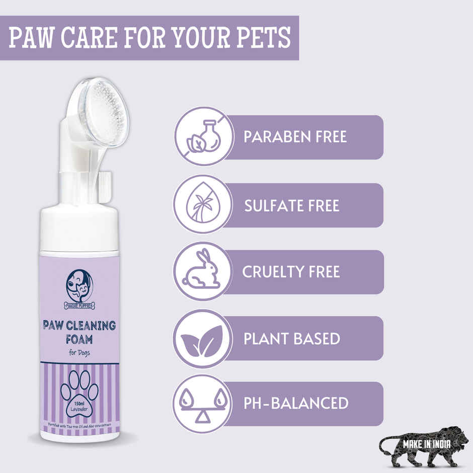 Foodie Puppies Dog Paw Cleaning Foam Lavender With Silicone Brush & Tea Tree Oil Aloe Vera
