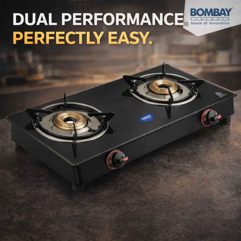 Bombay Kookware Gas stove 2 burner Glass Top