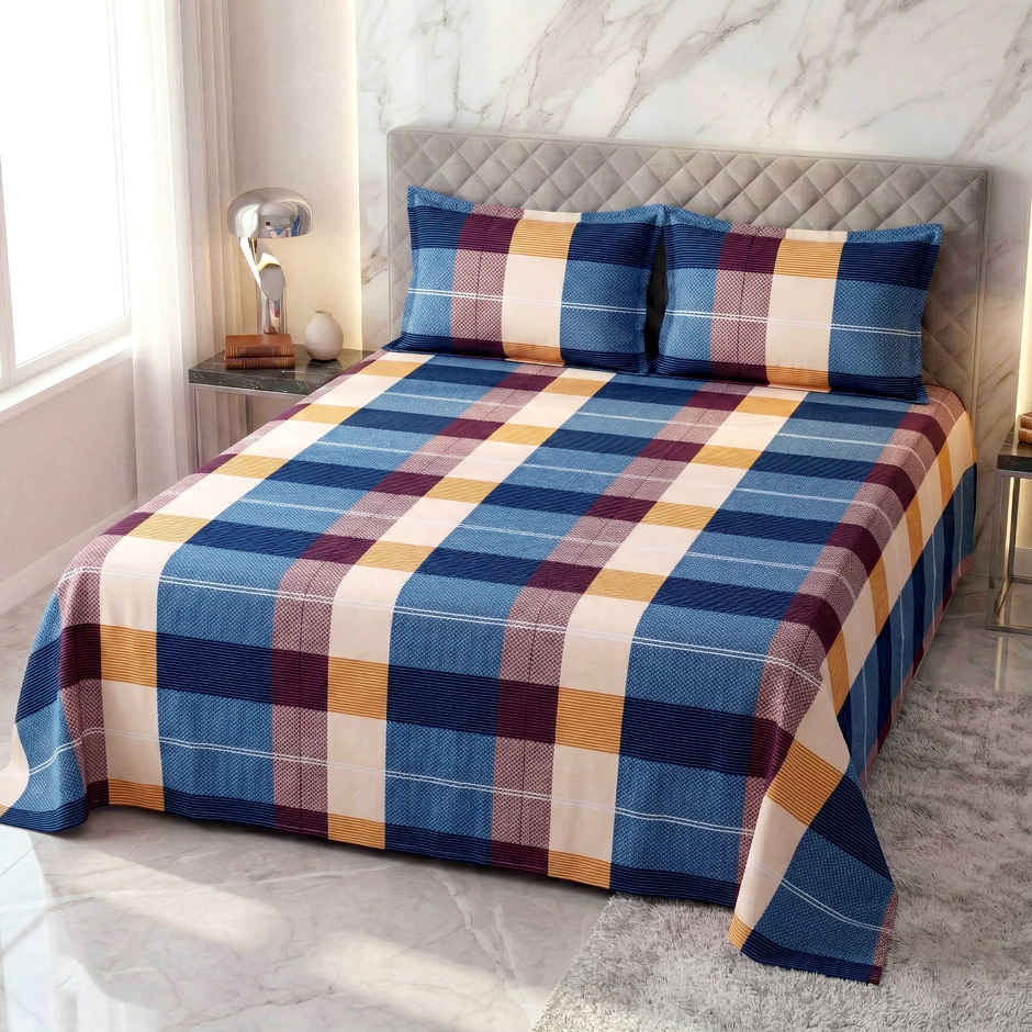 Dream Living 135 GSM Double Bedsheet Set |220 x 250 cm| With 2 Pillow Covers