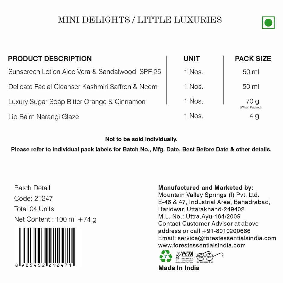 Forest Essentials Mini Delights | Travel Size Skincare Gift Set for Face & Body