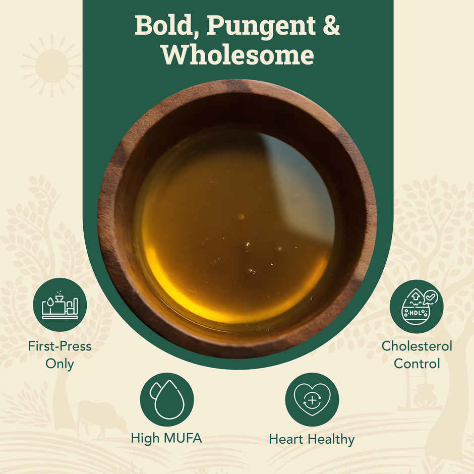 Anveshan Mustard (Sarson) Wood Cold Pressed Oil | Bottle
