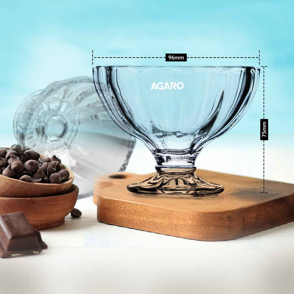 Agaro Glass Elegant Ice Cream Bowl | Ice Cream Bowl | Dip | Serving Bowls - 140 ml