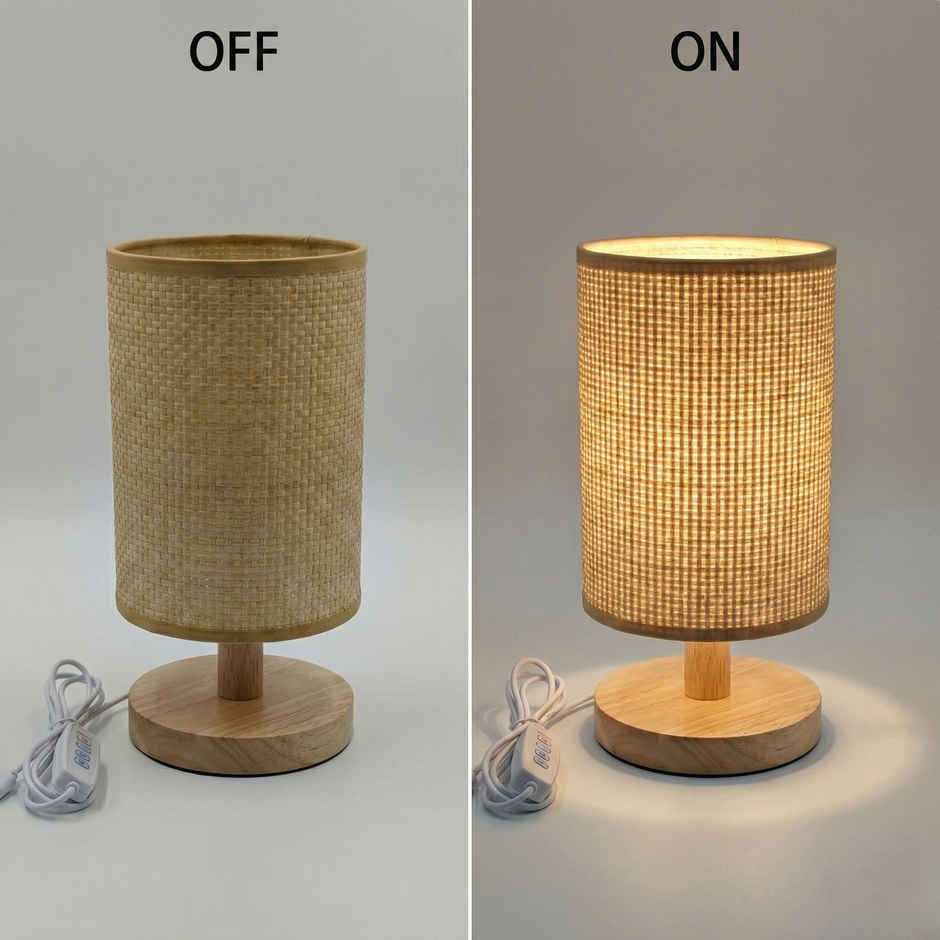 Desidiya Knitted Wooden LED Table Lamp For Living Room Bedroom Bedside Lamp