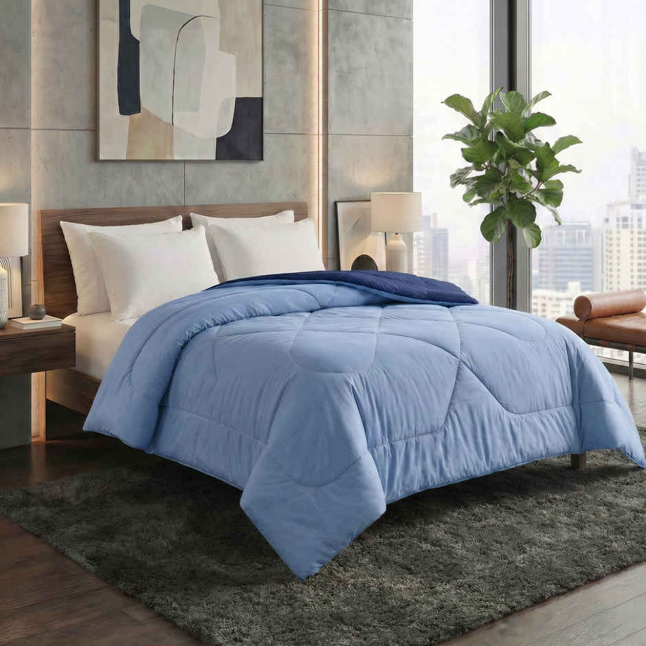 Dream Living Navy Solid Reversible Double Bed AC Comforter 220 x 230 cm