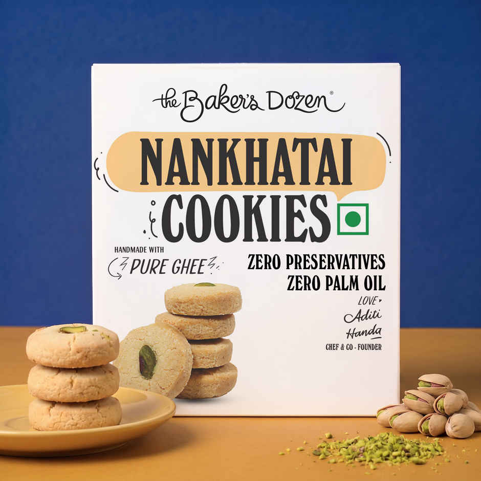 The Baker's Dozen Nankhatai Cookies | 24% Pure Ghee | Real Pistachios | Healthy Cookies | Biscuits