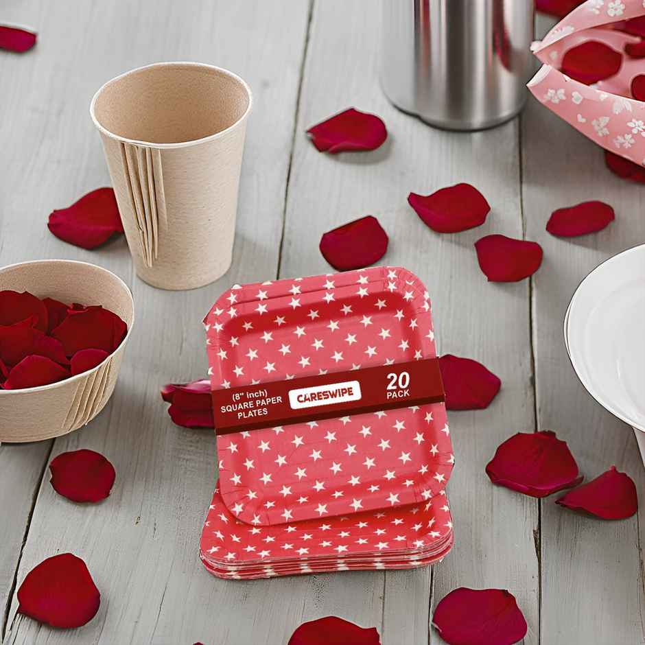 Red Polka Dot Plate | 8 inch | 20 pcs | Careswipe