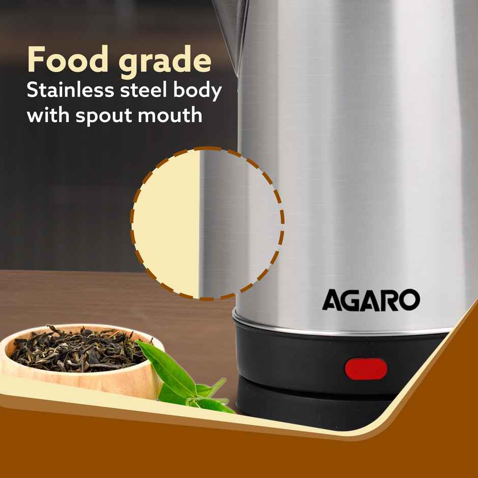 Agaro Sonnet Electric Kettle 1.5 L | 1500W | Stainless Steel Body | Auto Shut Off