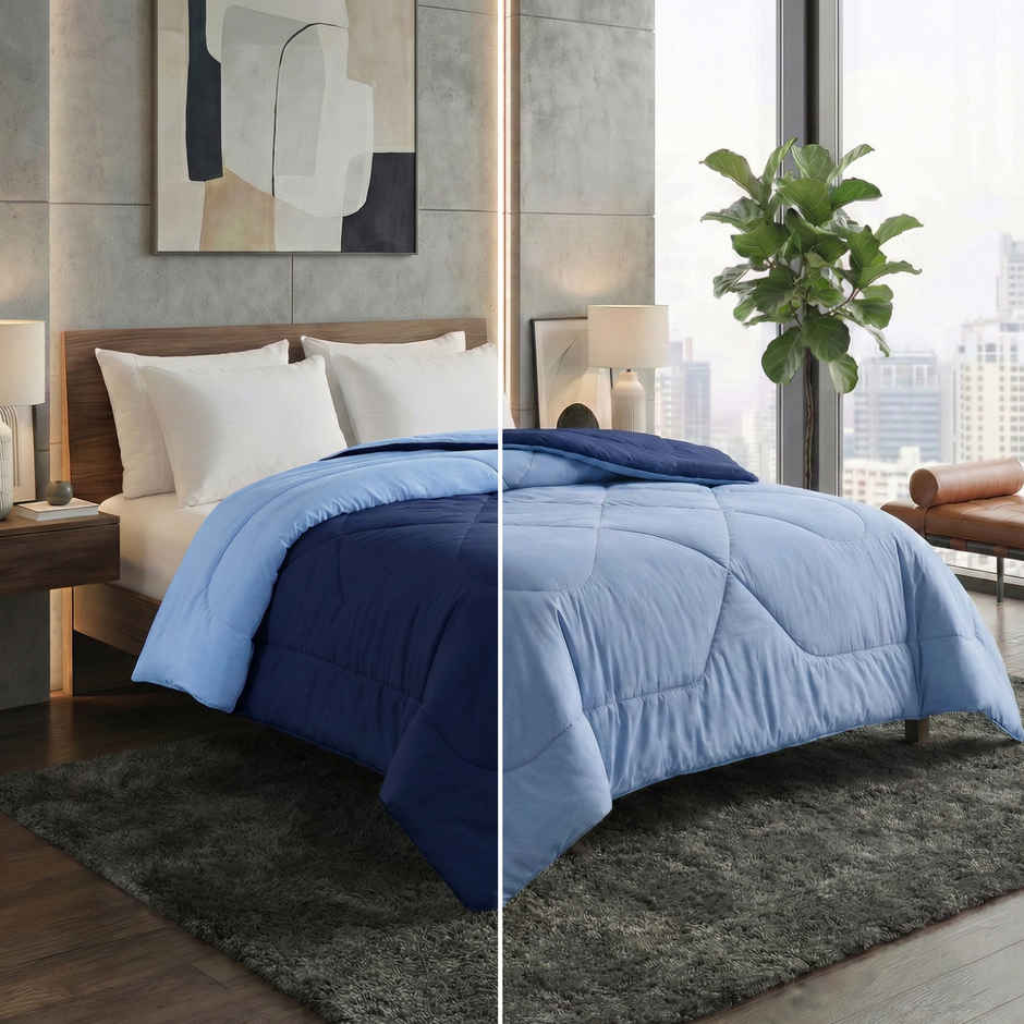 Dream Living Navy Solid Reversible Double Bed AC Comforter 220 x 230 cm