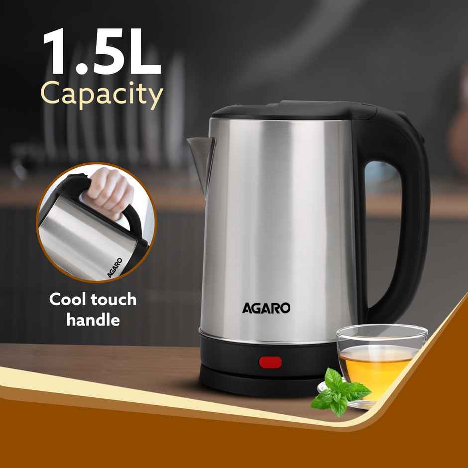 Agaro Sonnet Electric Kettle 1.5 L | 1500W | Stainless Steel Body | Auto Shut Off