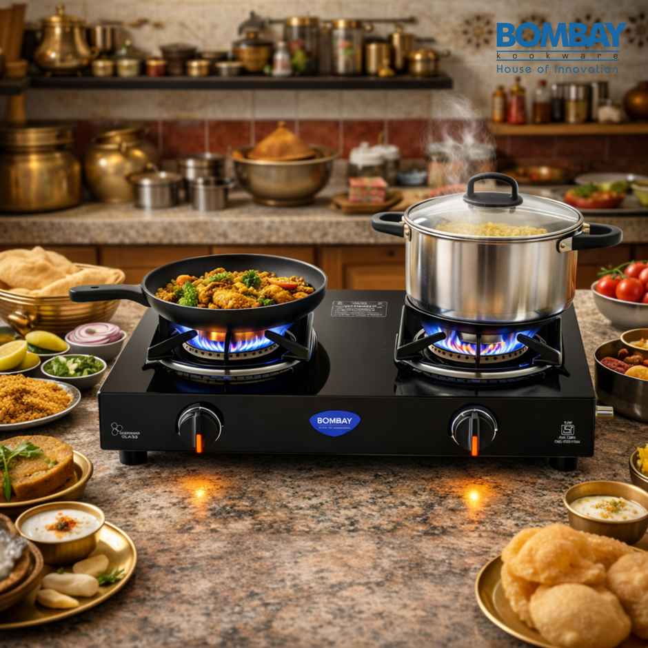 Bombay Kookware Gas stove 2 burner Glass Top