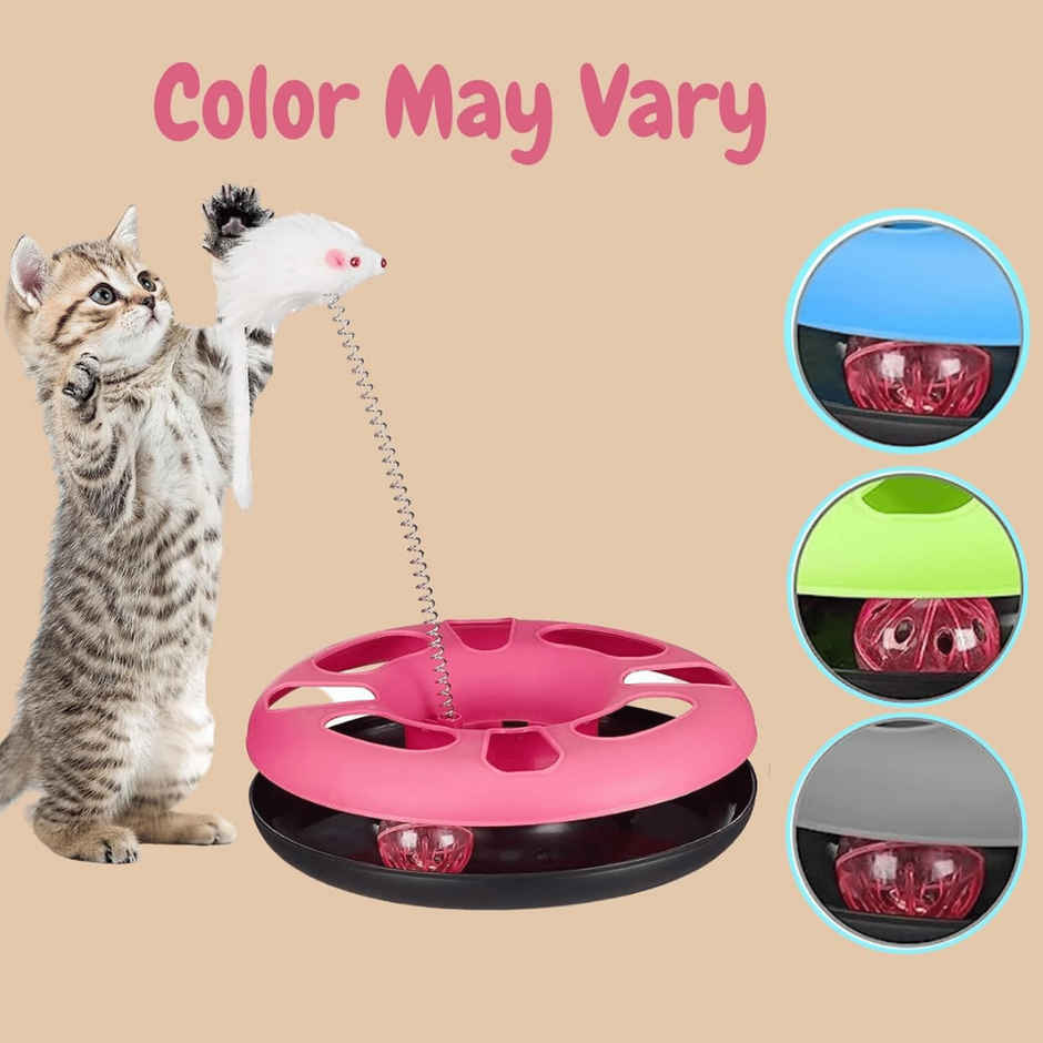 Foodie Puppies Interactive Cat Happy Circle With Ball Bell & Teasing Stick | Fun Toy For Cats - Assorted